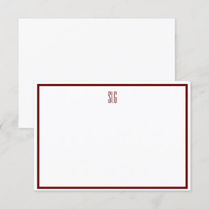 Carte Burgandy et Blanc Monogramme Flat Note