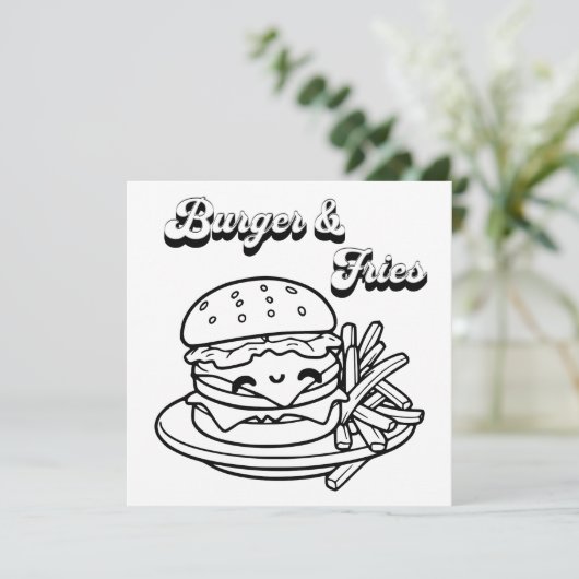 Carte Burger et frites | Couleur (Debout devant)