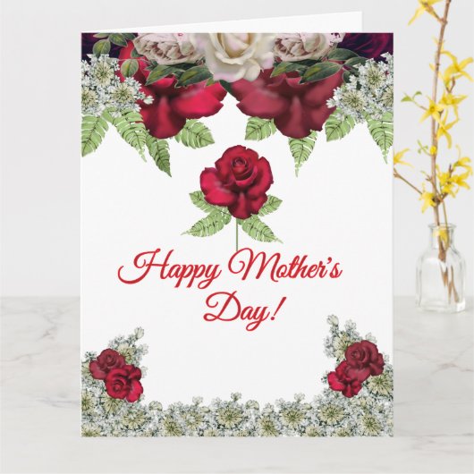 Carte Burgundy Blush Roses Greenery Mother's Day (Fleur jaune)