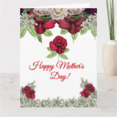 Carte Burgundy Blush Roses Greenery Mother's Day (Devant)