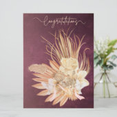 Carte Burgundy Boho Floral Félicitations Mariage (Debout devant)