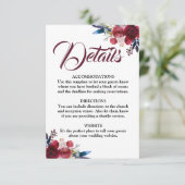 Carte Burgundy Fall Watercolor Détails floraux (Debout devant)