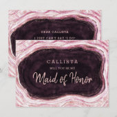 Carte Burgundy Geode Be My Maid of Honor Proposition Car (Devant / Derrière)