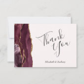 Carte Burgundy Gold Agate Blush Mariage plat Merci (Devant)