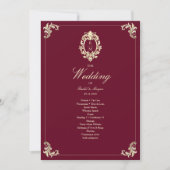 Carte Burgundy Gold Baroque Wedding Ceremony Program (Devant)