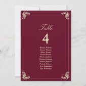 Carte Burgundy Gold Baroque Wedding Seating Chart (Devant)