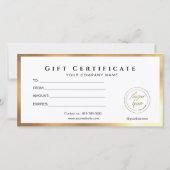 Carte Burgundy Gold Frame Ajouter Logo Certificat cadeau (Dos)