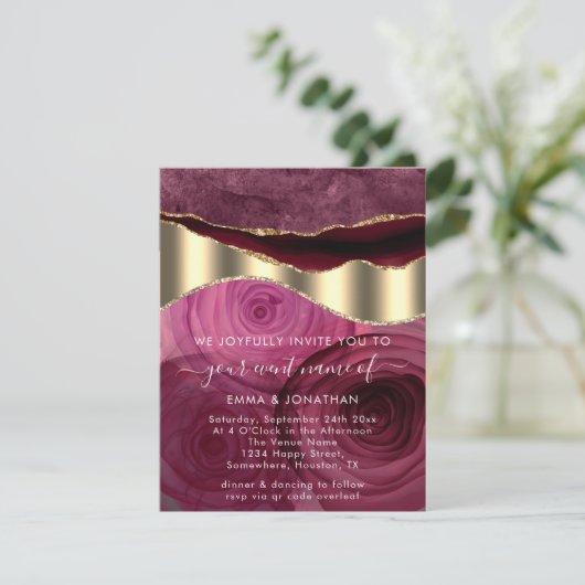 Carte Burgundy Marsala Rose frontière QR Code Parties sc (Debout devant)