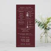 Carte Burgundy Minimalist Wedding Infographic Program (Debout devant)