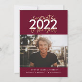 Carte burgundy or moderne script graduation photo (Devant)