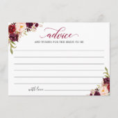 Carte Burgundy Red Blush Floral Conseils et Voeux (Devant)