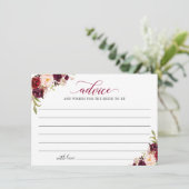 Carte Burgundy Red Blush Floral Conseils et Voeux (Debout devant)
