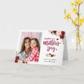 Carte Burgundy Red Floral Bonne fête des mères photo (Fleur jaune)