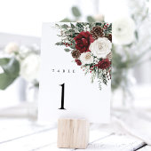 Carte Burgundy Winter Floral Wedding Table Numbers
