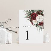 Carte Burgundy Winter Floral Wedding Table Numbers