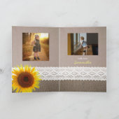 Carte Burlap de tournesol, premier Merci de communion sa (Intérieur)