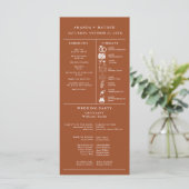 Carte Burnt orange Wedding Infographic Program (Debout devant)