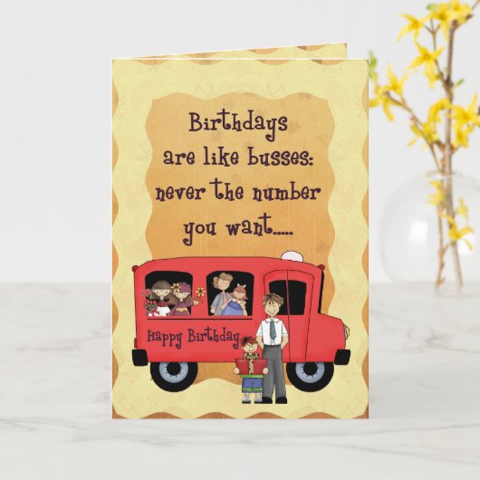 Carte Bus d'anniversaire (Fleur jaune)
