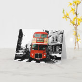 Carte Bus rouge vif à deux étages (Fleur jaune)