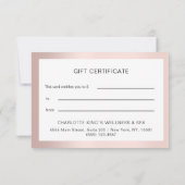 Carte BUSINESS CERTIFICACE cadeau pour vous (Dos)