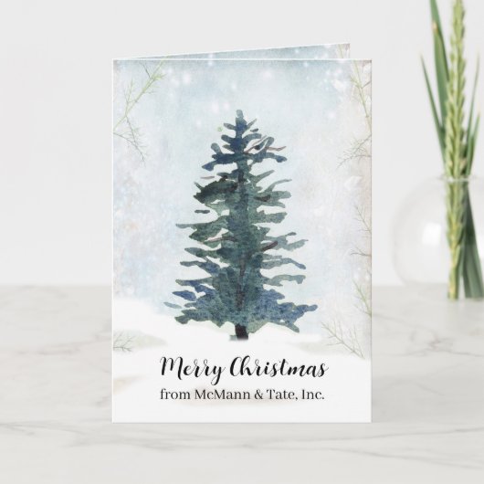 Carte Business Christmas Tree Winter Snow Frost Custom (Devant)