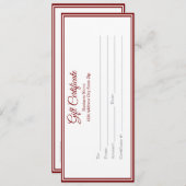 Carte Business Gift Certificate - Printed Template (Devant / Derrière)