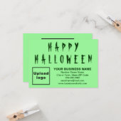 Carte Business Halloween Petit feu vert plat Salutation (Devant/Arrière en situation)