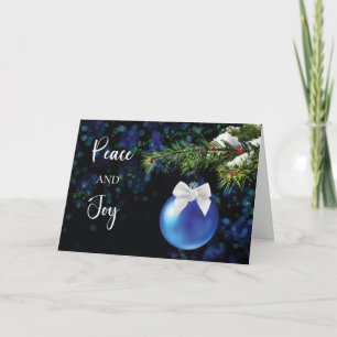 Carte Business Peace Joie Noël Bleu Ornament Bouton
