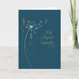 Carte Business Sympathy Gold Look Dandelion sur Navy Blu
