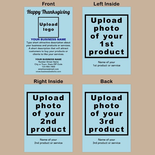 Carte Business Thanksgiving Light Blue Greeting