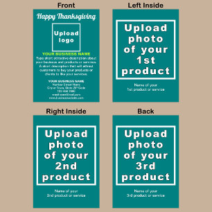 Carte Business Thanksgiving Vert Turquoise Salutation pl
