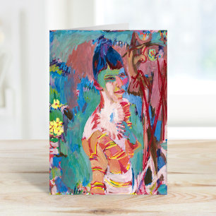 Carte Buste d'une fille colorée   Albert Müller