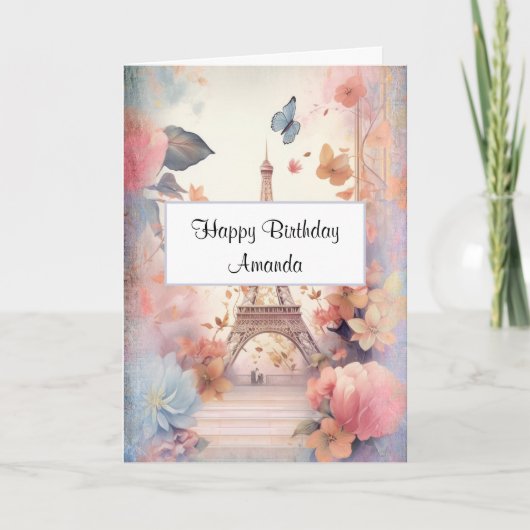 Carte Butterflies et fleurs de la Tour Eiffel Anniversai (Devant)