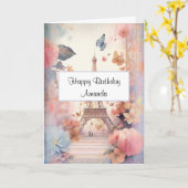 Carte Butterflies et fleurs de la Tour Eiffel Anniversai (Fleur jaune)