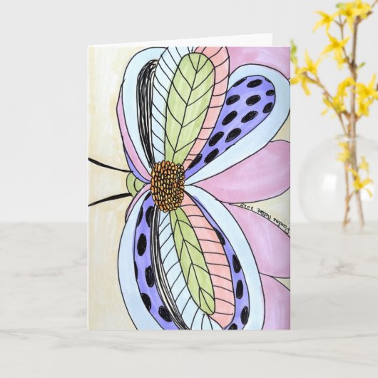 Carte Butterfly Flower Blank (Fleur jaune)