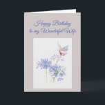 Carte Butterfly Garden Flower Birthday Special Wife<br><div class="desc">Blue Garden Flower and Butterfly bird Birthday Special Wife Art for the wife who loves flowers,  gardening or nature</div>