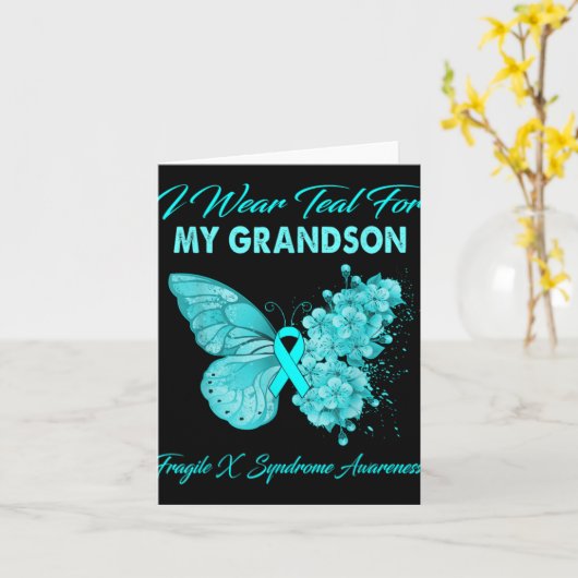 Carte Butterfly I Wear Teal For My Grandson Fragile X Sy (Fleur jaune)