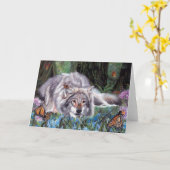 Carte Butterfly Kisses Wolf Art Greeting Card (Fleur jaune)
