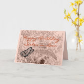 Carte Butterfly on bush pencil sketch - any occasion (Fleur jaune)