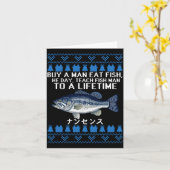 Carte Buy A Man Eat Fish Funny Ugly Christmas Sweaters L (Fleur jaune)