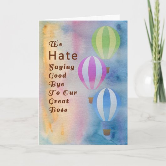 Carte Bye to Boss, Aquarelle Hot Air Blots (Devant)