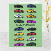 Carte C7 Corvette Différentes voitures de sport de coule (Fleur jaune)