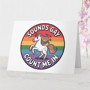 Carte Ça a l'air gay, comptez sur moi, licorne, drapeau 