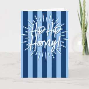 Carte Cabana Stripes "Hip Hip Hooray" Éclate en Bleu