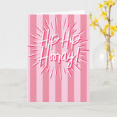 Carte Cabana Stripes "Hip Hip Hooray" en éclatement rose (Fleur jaune)