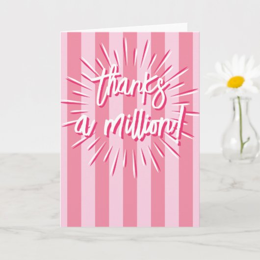 Carte Cabana Stripes "Merci un million" éclate en rose (Petite plante)
