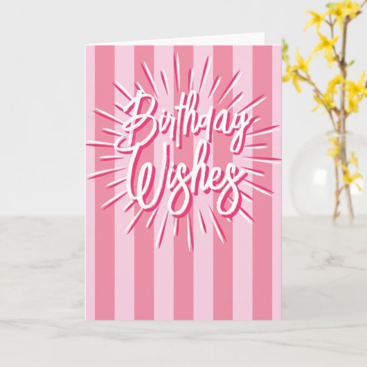 Carte Cabana Stripes "Vœux d'anniversaire" Explosion en  (Fleur jaune)