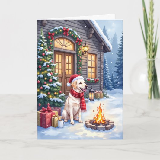 Carte Cabane de Noël confortable Retriever du Labrador V (Devant)