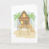 Carte Cabane de plage tropicale planches de surf et palm (Devant)