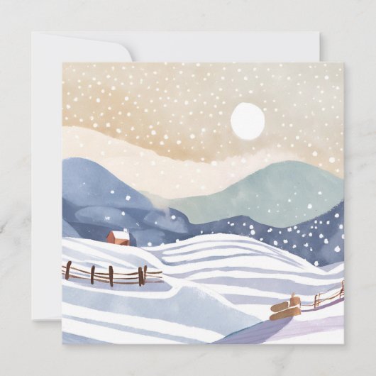 Carte Cabane des collines hivernales à l'aquarelle paste (Devant)